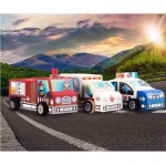 Set 3 masinute din lemn de construit si pictat Rescue Vehicles Cars (DIY)